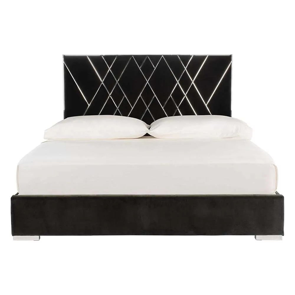 Zavior French Velvet Upholstered Bed