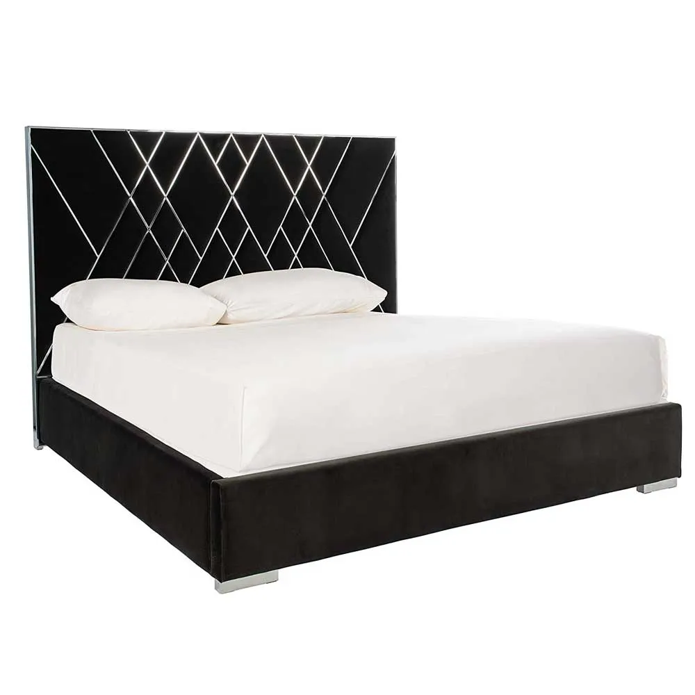 Zavior French Velvet Upholstered Bed