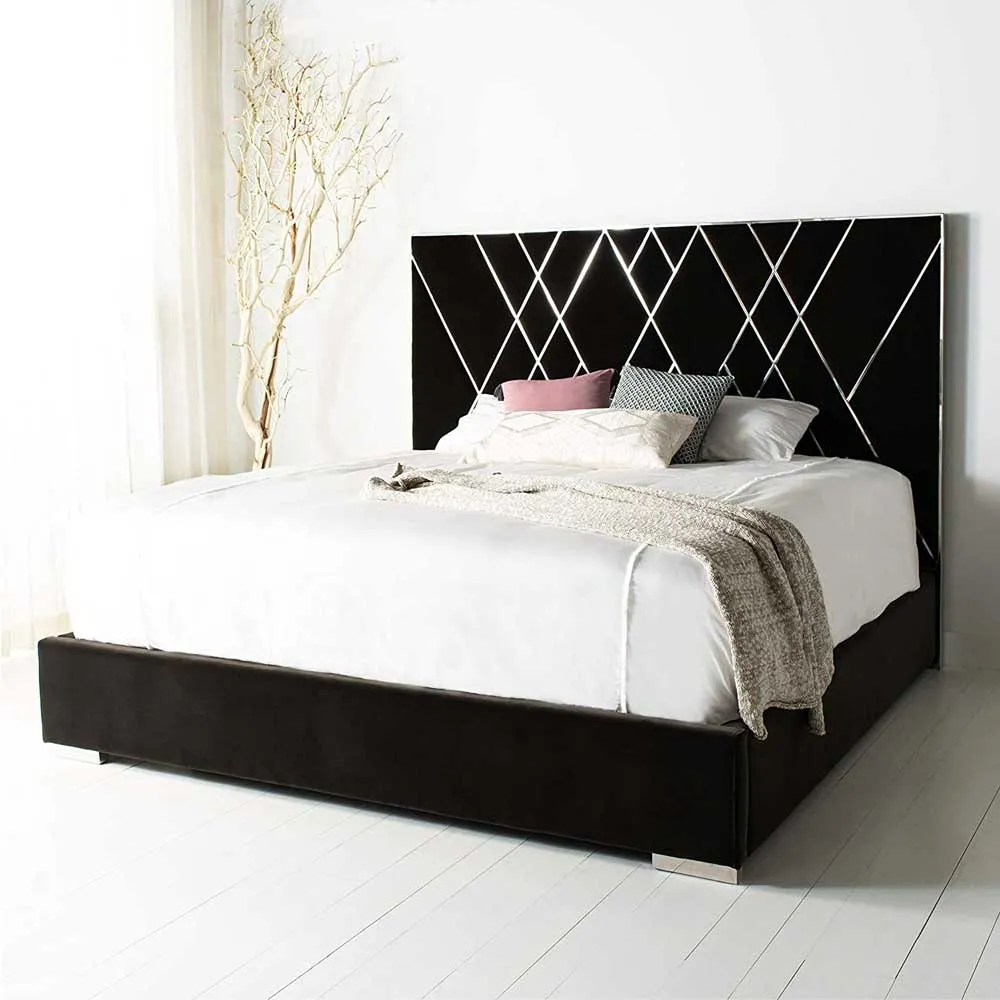 Zavior French Velvet Upholstered Bed