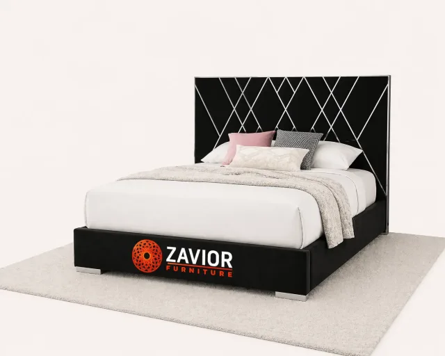 Zavior French Velvet Upholstered Bed