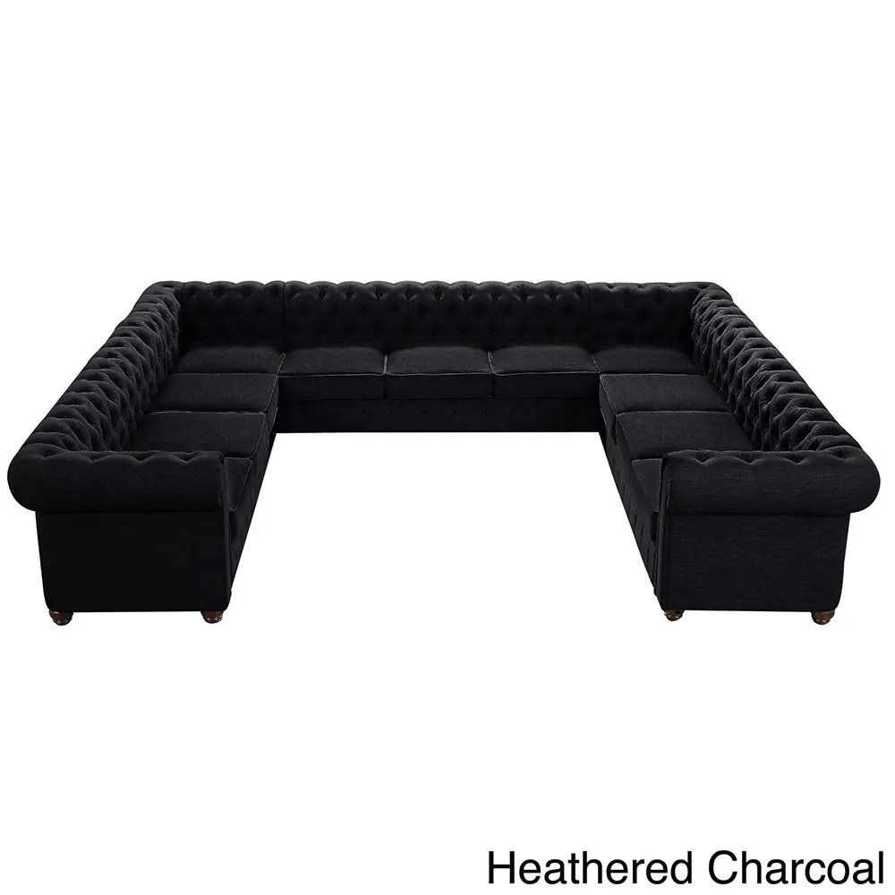 Garcia Tufted Linen U-Shaped Sectional Sofa – Perfectly Designed to Seat 11 People in Ultimate Comfort – furnitureGarcia Tufted Linen U-shaped Sectional Sofa – Comfort and Style