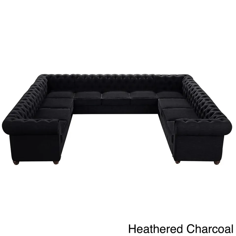 Garcia Tufted Linen U-Shaped Sectional Sofa – Perfectly Designed to Seat 11 People in Ultimate Comfort – furnitureGarcia Tufted Linen U-shaped Sectional Sofa – Comfort and Style - product image 2