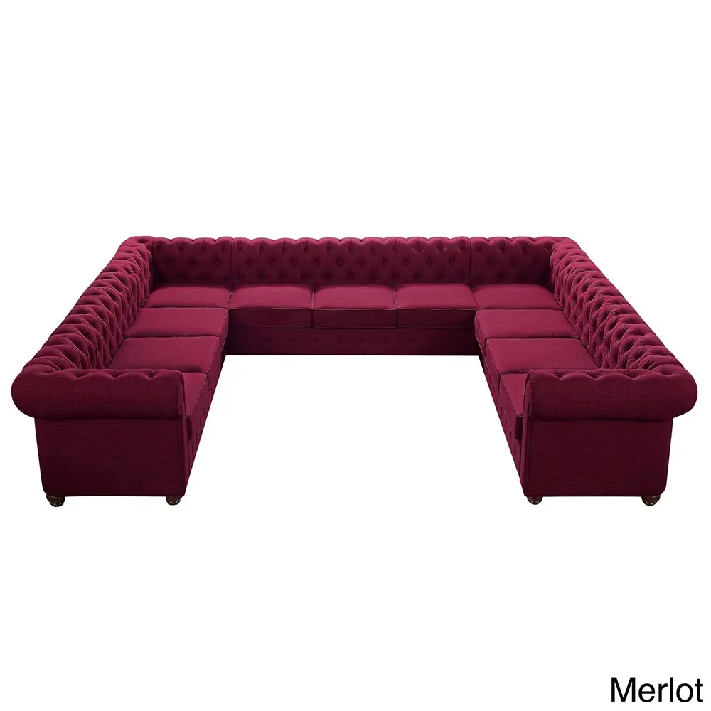 Garcia Tufted Linen U-Shaped Sectional Sofa – Perfectly Designed to Seat 11 People in Ultimate Comfort – furnitureGarcia Tufted Linen U-shaped Sectional Sofa – Comfort and Style