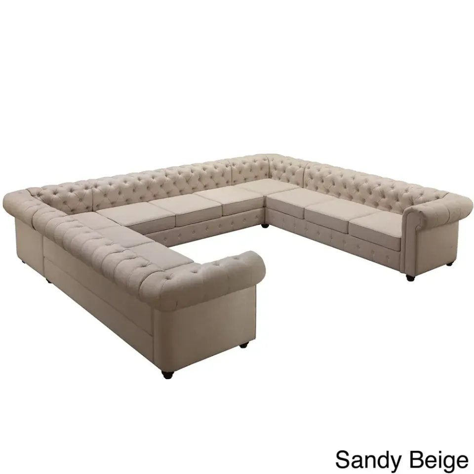 Garcia Tufted Linen U-Shaped Sectional Sofa – Perfectly Designed to Seat 11 People in Ultimate Comfort – furnitureGarcia Tufted Linen U-shaped Sectional Sofa – Comfort and Style - product image 4