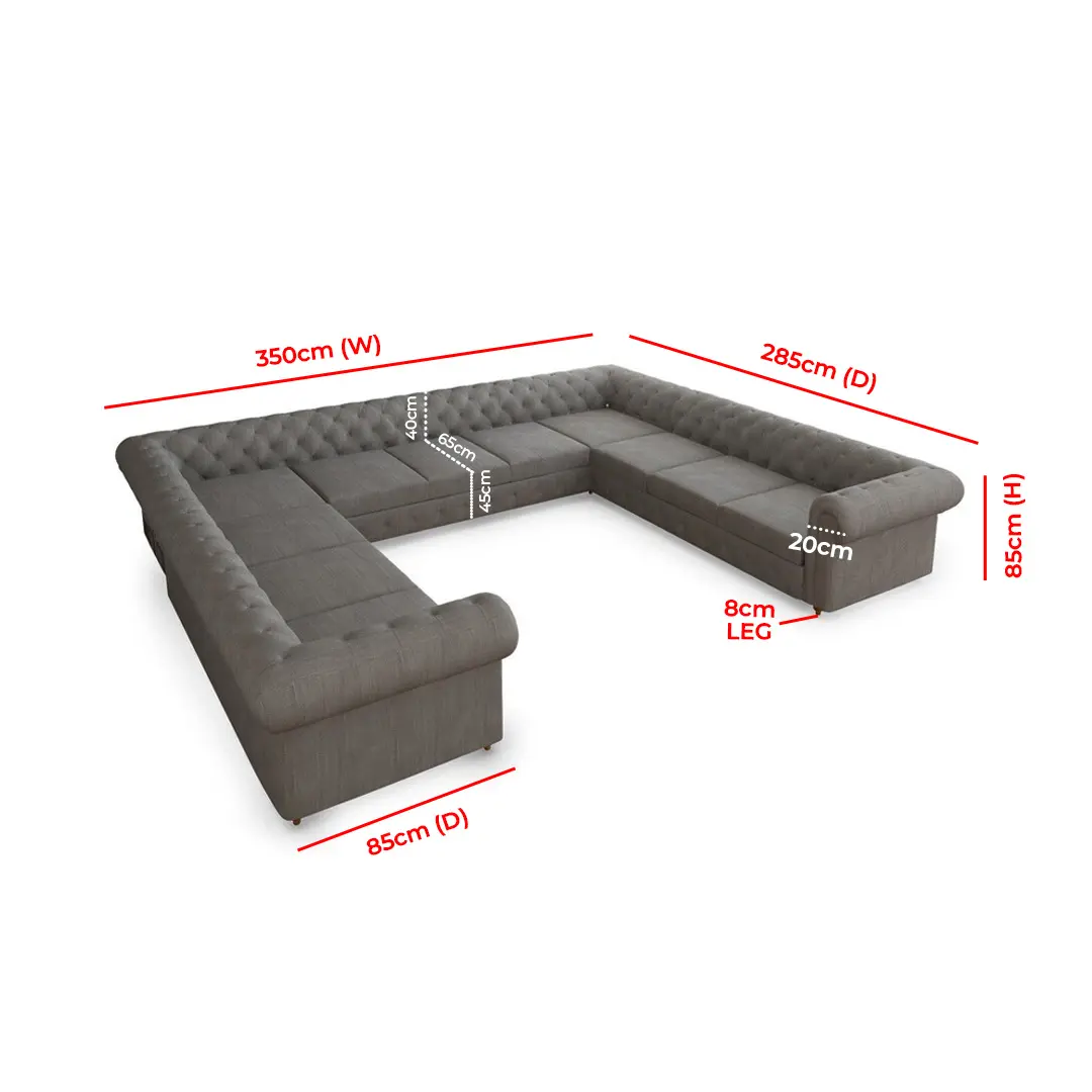 Garcia Tufted Linen U-Shaped Sectional Sofa – Perfectly Designed to Seat 11 People in Ultimate Comfort – furnitureGarcia Tufted Linen U-shaped Sectional Sofa – Comfort and Style