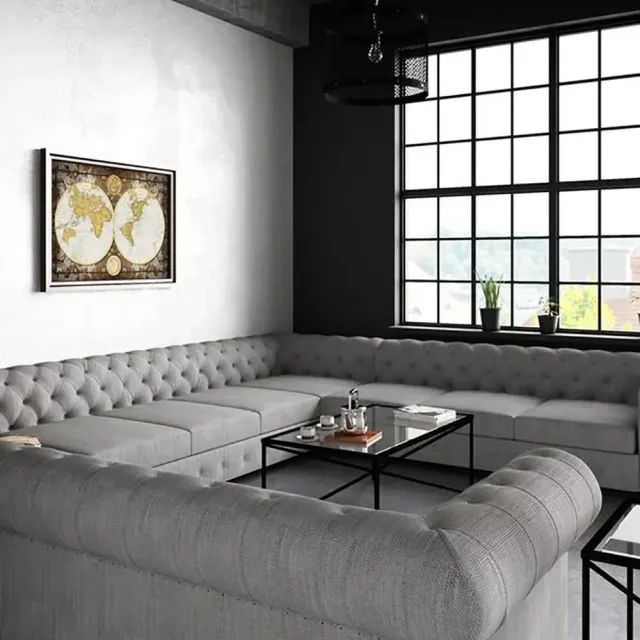 Garcia Tufted Linen U-Shaped Sectional Sofa – Perfectly Designed to Seat 11 People in Ultimate Comfort – furnitureGarcia Tufted Linen U-shaped Sectional Sofa – Comfort and Style