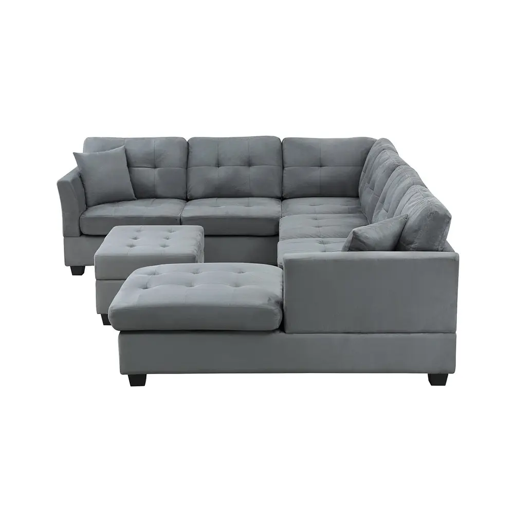 U-Shape Sectional Sofa with Storage Ottoman – Comfortable 7-Seater for Your Living Room – furniture