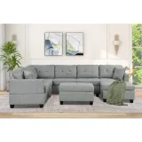 U-Shape Sectional Sofa with Storage Ottoman – Comfortable 7-Seater for Your Living Room – furniture thumbnail 3