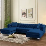 Luxurious Velvet Upholstered U-Shaped Sectional Sofa – 7-Seater Comfort and Style – furniture thumbnail 1