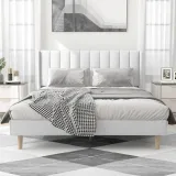Zavior Upholstered Platform Bed with Wingback Headboard thumbnail 3