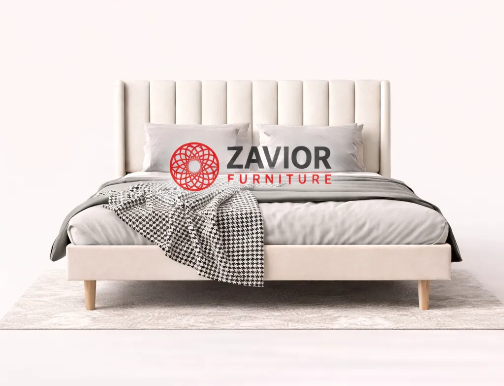 Zavior Upholstered Platform Bed with Wingback Headboard in Multiple Sizes
