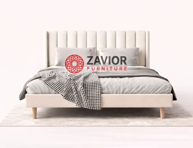 Zavior Upholstered Platform Bed with Wingback Headboard