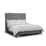 Zavior Grey Velvet Bed Frame with Mirrored Headboard thumbnail 4
