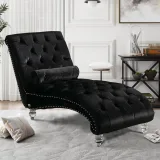 Chesterfield Tufted Nailhead Armless Chaise Lounge – furniture thumbnail 6