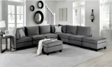 Simona Grey Velvet 8Pc Modular Sectional Sofa Set – Luxurious Comfort and Versatility – furniture thumbnail 2