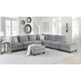 Simona Grey Velvet 8Pc Modular Sectional Sofa Set – Luxurious Comfort and Versatility – furniture thumbnail 3