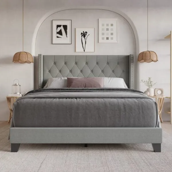 Zavior Homer Tufted Upholstered Panel Bed
