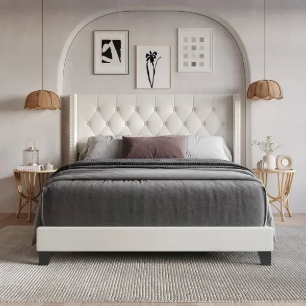 Zavior Homer Tufted Upholstered Panel Bed