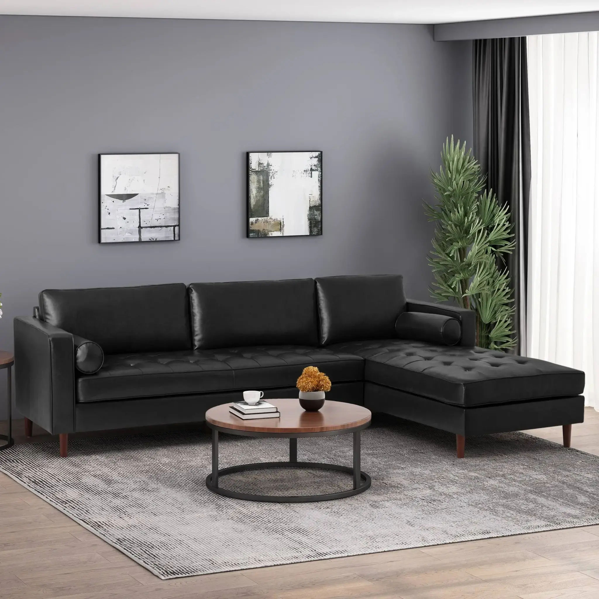 Stunning Contemporary Tufted Upholstered Chaise Sectional – 4-Piece Luxury for Your Living Room – furniture