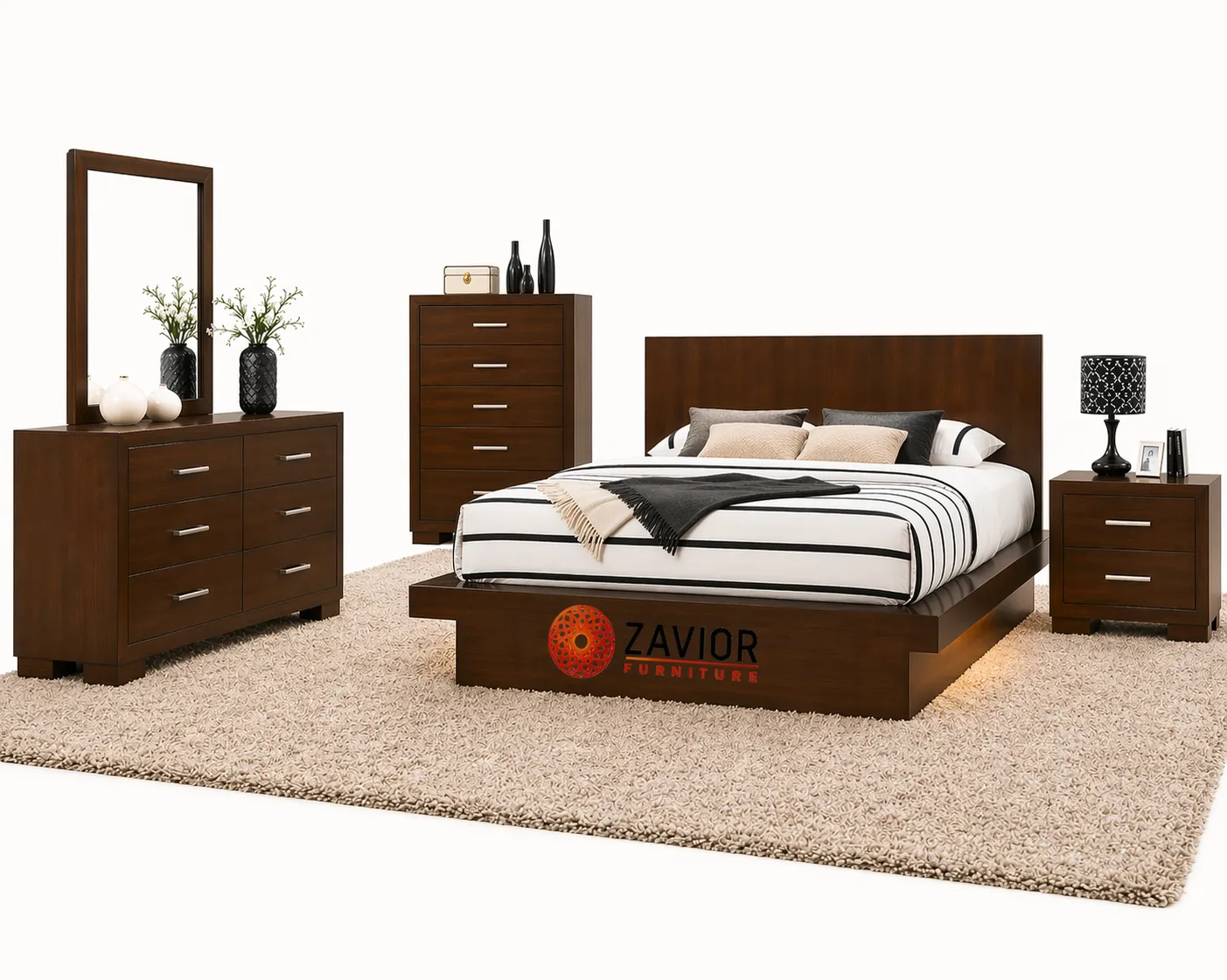 Zavior Jessica 5-Piece Bedroom Set with Nightstand Panels