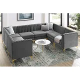 Luxurious Valencia Channel Tufted Velvet 8 Piece Sectional Sofa for Ultimate Comfort – furniture thumbnail 2