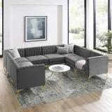 Luxurious Valencia Channel Tufted Velvet 8 Piece Sectional Sofa for Ultimate Comfort – furniture thumbnail 4