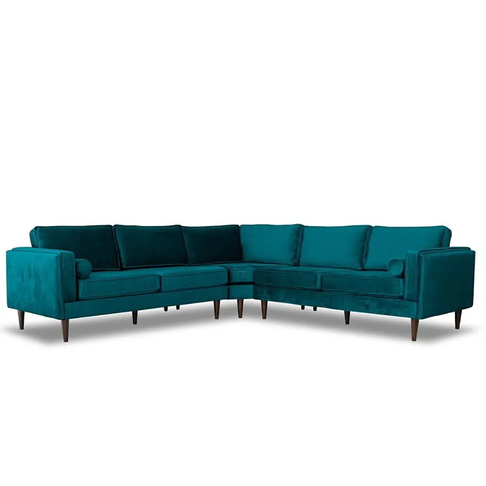 Symmetrical Corner Velvet Sectional Sofa – Stylish and Comfortable 3-Piece Design – furniture