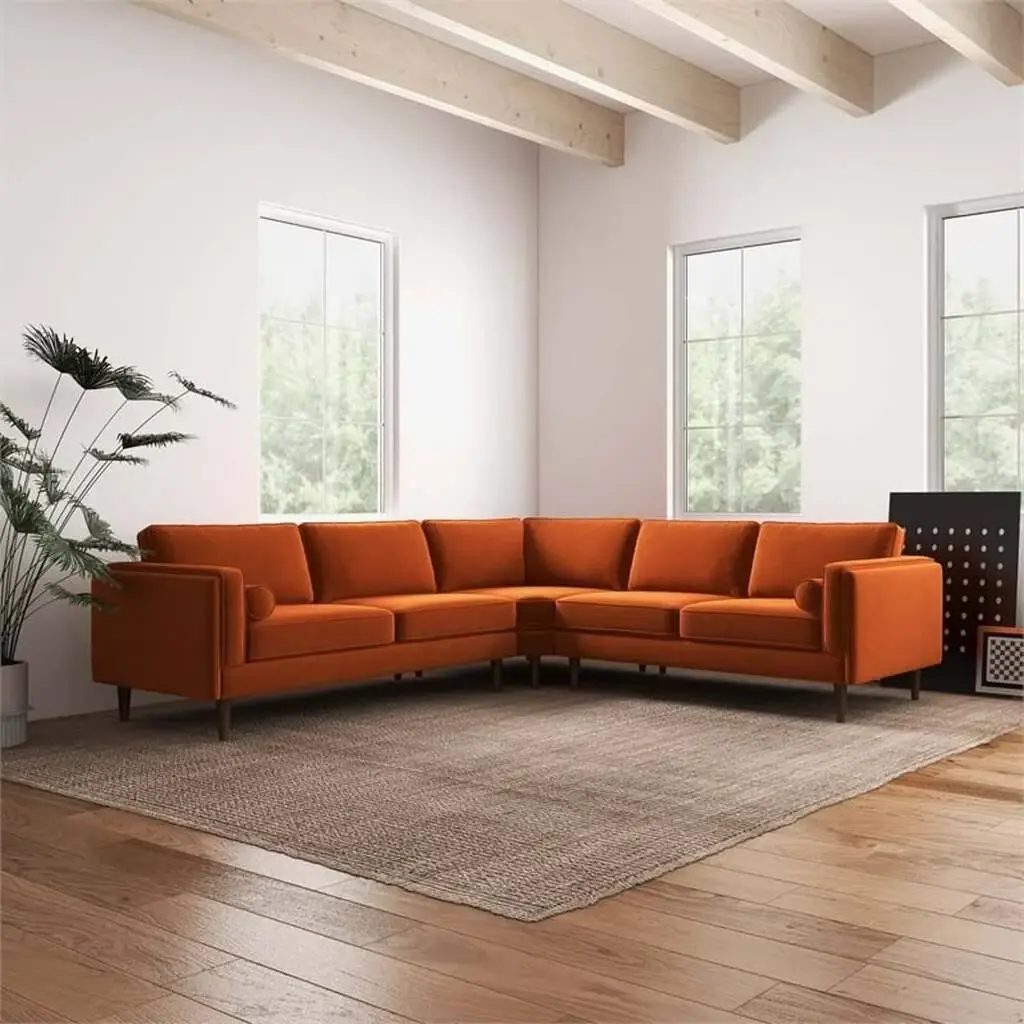 Symmetrical Corner Velvet Sectional Sofa – Stylish and Comfortable 3-Piece Design – furniture