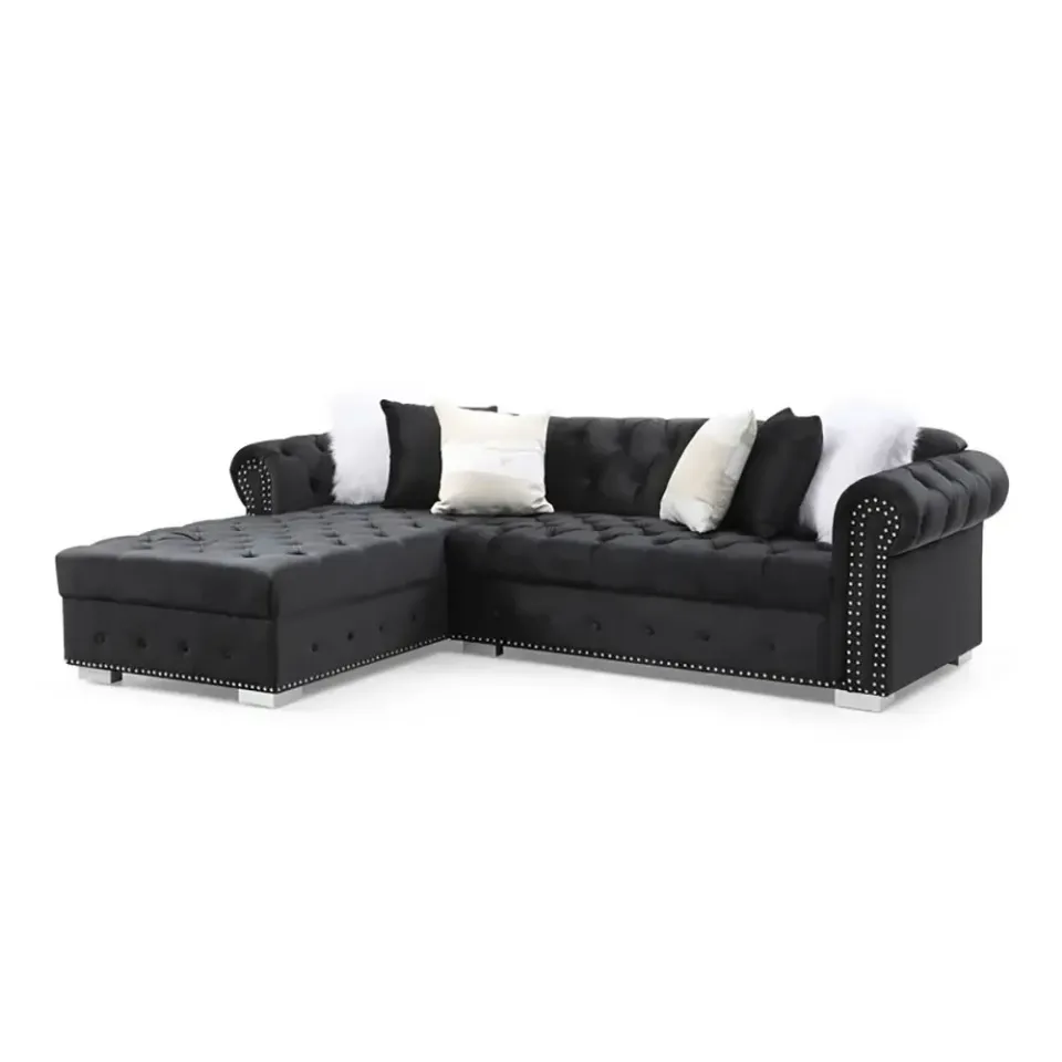Jilian Velvet Left Hand Facing Sectional Sofa – 2-Piece Luxurious Comfort & Timeless Elegance – furniture - product image 2