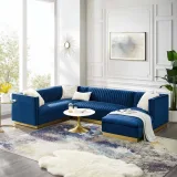 Cecilie Wide Velvet Symmetrical Sectional Sofa – U-Shaped Luxury with Gold Accents – furniture thumbnail 4