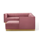 Cecilie Wide Velvet Symmetrical Sectional Sofa – U-Shaped Luxury with Gold Accents – furniture thumbnail 6