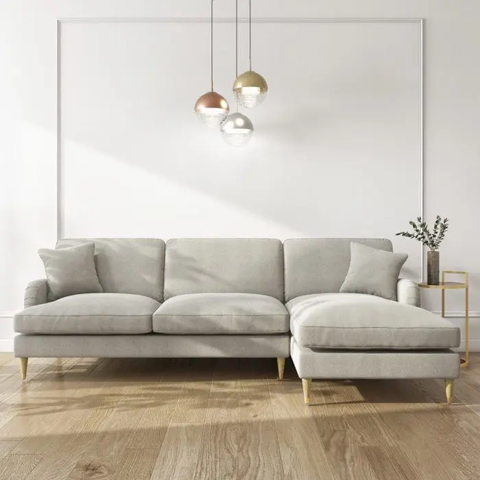 Teal 3-Seater Velvet L-Shaped Sofa – Right Hand Facing – furniture