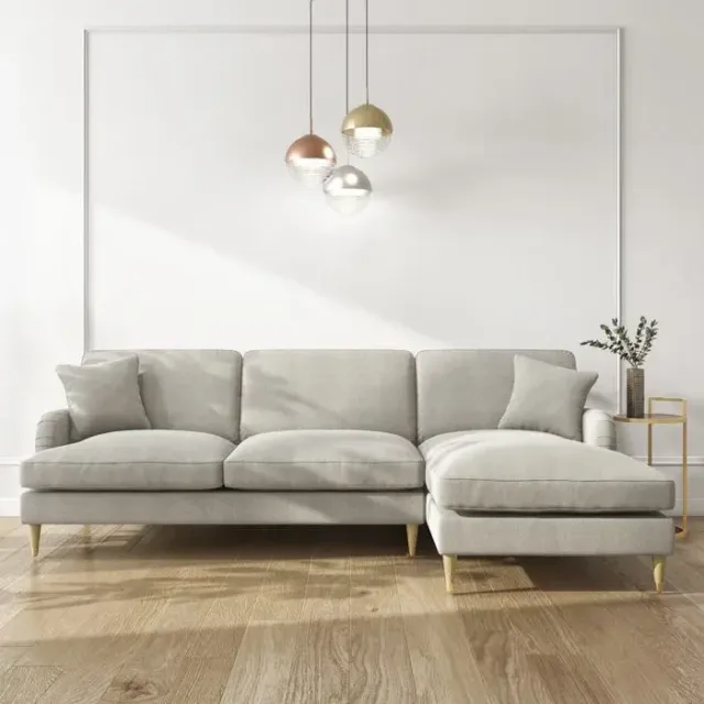 Teal 3-Seater Velvet L-Shaped Sofa – Right Hand Facing – furniture