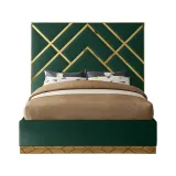 Zavior Luxury Velvet Upholstered Bed with Gold Accent Frame thumbnail 8