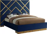 Zavior Luxury Velvet Upholstered Bed with Gold Accent Frame thumbnail 5