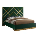 Zavior Luxury Velvet Upholstered Bed with Gold Accent Frame thumbnail 10