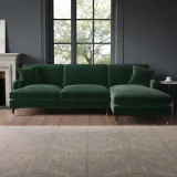 Mint Green Velvet L Shaped Sofa – Right Hand Facing Zavior – furniture thumbnail 3