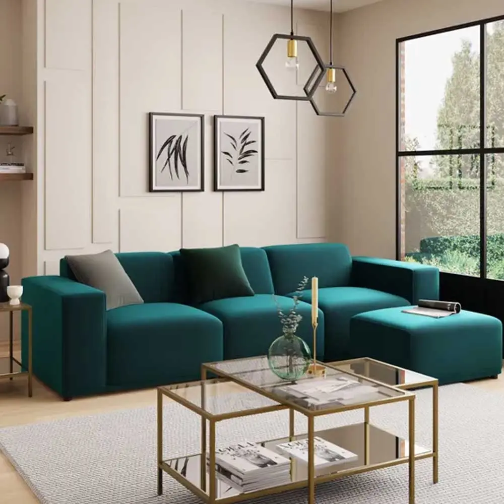 Carlos Blue Velvet Modular Sofa – furniture