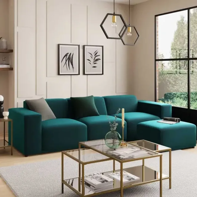 Carlos Blue Velvet Modular Sofa – furniture