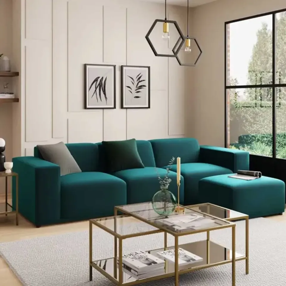 Carlos Blue Velvet Modular Sofa – furniture - product image 1