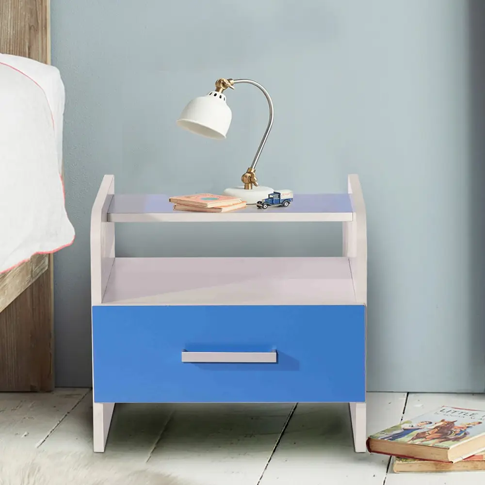 Aqua Splash Bedside Table in White & Blue Finish – furniture