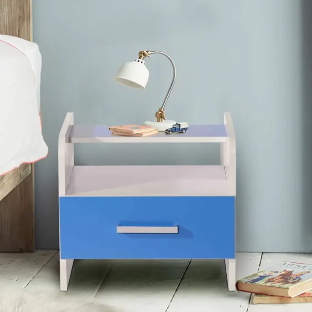 Aqua Splash Bedside Table in White & Blue Finish – furniture