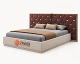 Zavior Mebi Luxury Upholstered Bed with Custom Ebony & Brass Finishes thumbnail 1