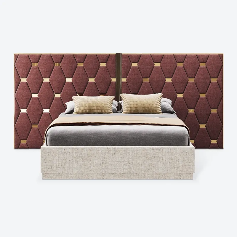 Zavior Mebi Luxury Upholstered Bed with Custom Ebony & Brass Finishes