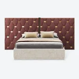 Zavior Mebi Luxury Upholstered Bed with Custom Ebony & Brass Finishes thumbnail 6