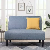 Shoshone Caribbean Blue Linen Armless Settee – furniture thumbnail 4