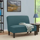 Shoshone Caribbean Blue Linen Armless Settee – furniture thumbnail 1
