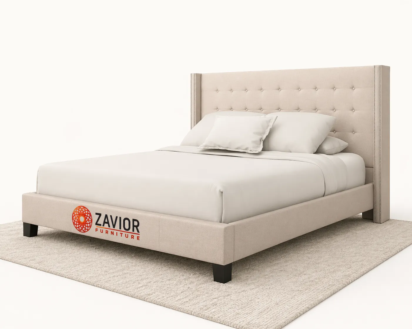 Zavior Melina Tufted Wingback Linen Bed