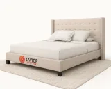 Zavior Melina Tufted Wingback Linen Bed thumbnail 1