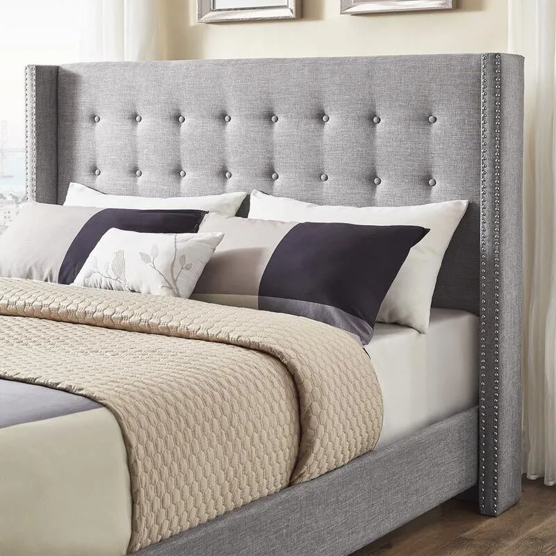 Zavior Melina Tufted Wingback Linen Bed